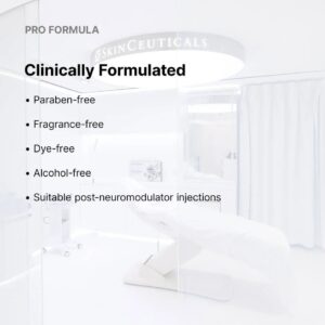 SkinCeuticals P-TIOX Anti-Wrinkle Cream pro formula graphic highlighting fragrance-free, paraben-free, alcohol-free, and dye-free features